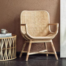 Apk i bc Handwoven Rattan Chair,Chinese Style Rattan Chair,Easy to Assemble, Supports 330 Lbs, Suitable for Cafes.(Natural,60 * 60 * 84CM)