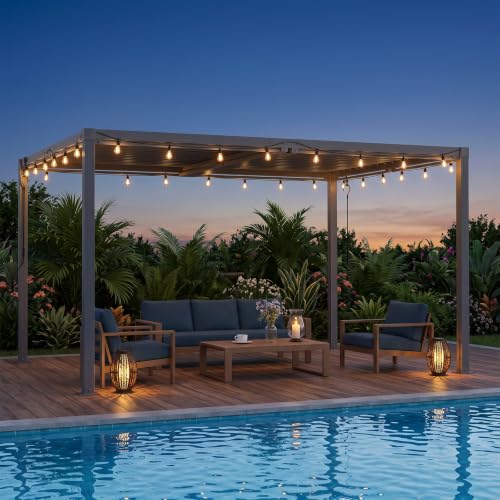 ADRERIC Louvered Pergola 10'x13' Outdoor Pergola with Roof, Heavy Duty Aluminum Frame, Hardtop Gazebo with Adjustable Louvers for Patio, Deck and Backyard, Gray