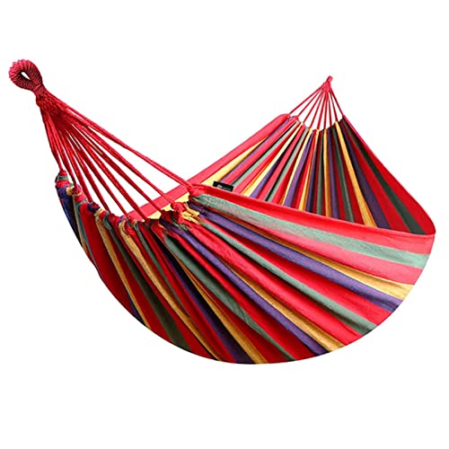 LUCBEI Swings Seats Portable Hammock Single People Outdoor Garden Sports Home Travel Camping Swing Stripe Canvas Hang Bed Hammock Play Set Swings (Color : RED 260x150 Set)