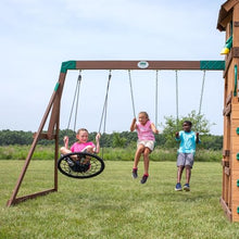 Backyard Discovery Highlander All Cedar Wooden Swing Set Light Brown