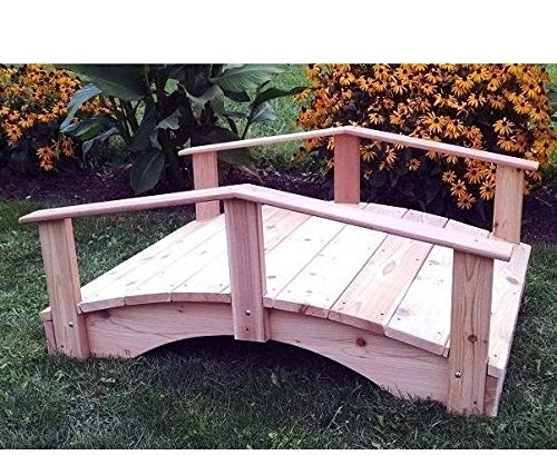 Backyard Crafts Amish-Made Weight-Bearing Cedar 3' x 6' Oriental Garden Bridge, Gray Stain