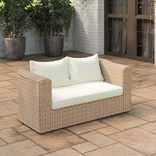 TK Classics LS2021-W46-J1 Loveseat Almond Wicker with White Cushion