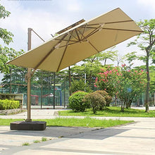LOERSS Offset Hanging Umbrella,Double Top Deluxe Square Patio Umbrella,Heavy Duty Sun Umbrella,8.2FT Square Cantilever Patio Umbrella,Outdoor Cantilever Umbrella(3m/9.8ft,卡其色)