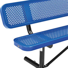 Global Industrial 96" Perforated Metal Outdoor Picnic Bench with Backrest Blue