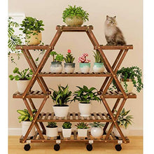 ZOCWJK Plant Stands,Flower Stand,Shelf Wood Balcony Flower Shelf Living Room Indoor Floor Type Plant Flower Pot Standnishings/Walnut/B,