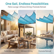 FENGZEQUAN Sun Shade Sail Retractable Wave Waterproof Pergola Shade Cloth Outdoor Garden Patio Sunscreen Awning Canopy 95% UV Block for Outdoors Garden Patio(W3*L20m/W9.84*L65.62ft)