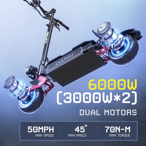 Brigittebike Electric Scooter 6000W Dual Motor 60V 33AH Up to 50 MPH 60 Miles Range Ferrous