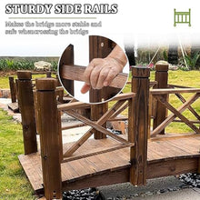 TT-YEL Japanese Style Curved Wooden Pond Bridge, Outdoor Lawn Pond Bridge Walkway, Classic Wooden Arch with Safety Railing, Brown Footbridge, Carbonized Craft,Total Length 180cm
