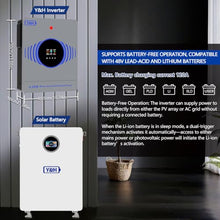 Y&H 6.2KW Hybrid Solar Inverter DC48V to AC220V, Built-in 120A MPPT Controller,8000W 27A PV Input, Battery-Free Operatio, Dual AC Output, for 48V Lead/Li Battery,On/Off Grid Home Energy Storage System