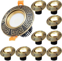 WKNHHL 10-Pack Classical Carving Grille Downlight - Dimmable Vintage Brass Recessed Led Lighting