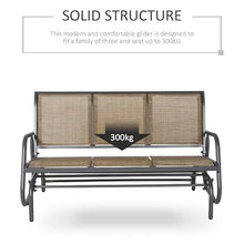 Patio Bench Outdoor Porch Glider Swing with 3 Seats Breathable Mesh Fabric Metal Frame