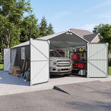 Patiowell 12x20 FT Outdoor Storage Shed, Large Metal Garden Shed, Black