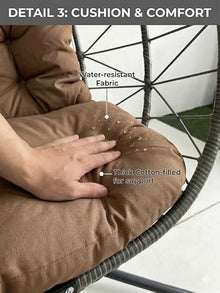 2 Person Hanging Egg Chair with Stand, Extra Large Boho Wicker Patio Hammock Swing Chair, Heavy Duty Outdoor & Indoor Double Loveseat with Thick Cushions for Balcony Bedroom Garden, Brown