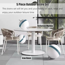 KPHYMOD 5 Piece Outdoor Patio Chairs Set with Imitation Marble Table, Patio Dining Set for Deck Beach Yard