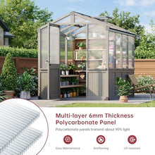 Nordivale 6x8 FT Outdoor Wooden Greenhouse with Automatic Roof Vent, Sturdy Polycarbonate Panels & Lockable Door, Professional Walk-in Greenhouse for Vegetables & Plants