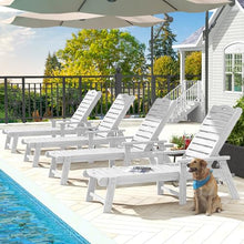 DWVO Patio Lounge Chair Set of 4 Oversized HDPE with 5-Position Backrest White