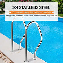 BSNANCA Pool Handrail, 304 Stainless Steel, Silver, Rustproof, Pool Handrails 1PCS/2PCS, Easy to Assemble Pool Railings for Entry The Pool-31.5 X 18.5 Inches (2) ()