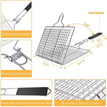 OEKFVCHVZ Grilling Net BBQ Grill Fish Basket Folding Portable Stainless Steel with Handle Outdoor Campin