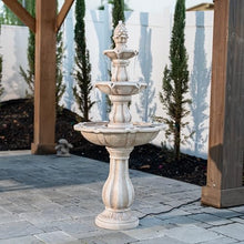 XBrand 51" 3-Tier Outdoor Water Fountain with Pineapple Top – Beige Freestanding Garden Waterfall with Pump, Auto Shut-Off, and Fiber Resin Build – Lawn & Patio Decor