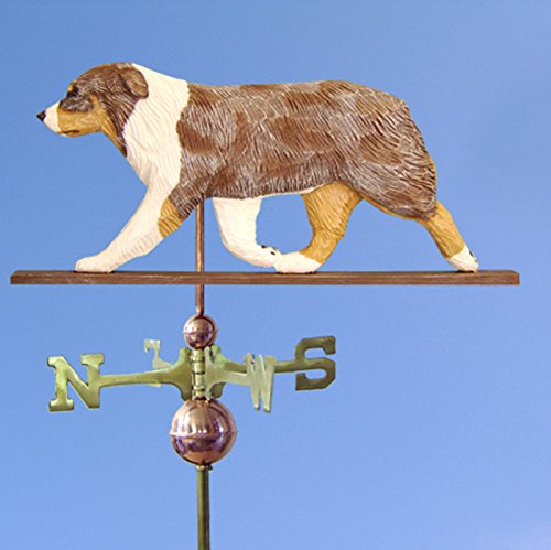 Australian Shepherd Hand Carved & Painted Weathervane Red Merle 22 Inch