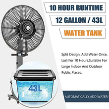 DFEDHF 90° Oscillating Fan with Mister, 3 Power Settings Misting Fan with 12 Gallon Large Capacity Tank, Industrial Outdoor Patio Garage Cooling Fan