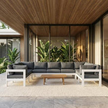 Outdoor Escape Gray Fabric Outdoor Patio Modular Sectional, Contemporary Style, Weather-Resistant Upholstery, Comfortable Back and Seat Heights