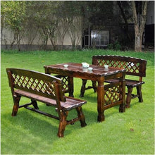 ERoomQ Outdoor GThe Bench,Outdoor GThe Patio Bench, 47in Park GThe Bench Wood Retro Solid Wood seat, Courtyard 2-3 seat Weatherproof Porch Chair Bench (1 Table and 2 Chairs)