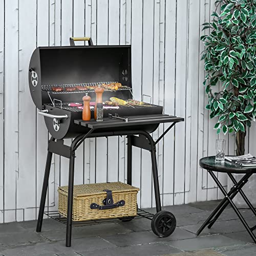 Portable Charcoal BBQ Grill with Offset Smoker Design, Heavy-Duty Steel Outdoor Barbecue for Backyard, Camping, and Tailgating
