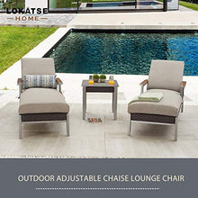 LOKATSE HOME 3-Piece Outdoor Patio Chair Set with Adjustable Metal Rattan Reclining Chairs and Side Table Dark Gray