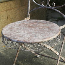 FENOKD Old Iron Table and Chair Set Suitable for Patio Patio Backrest Outdoor Coffee Table Home Gardening Decoration Exquisite Pattern 27.5 Inches Retro White
