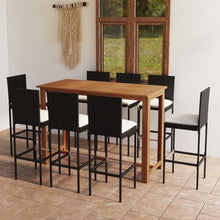 HGPOTUY 9 Piece Patio Bar Set with Cushions Black