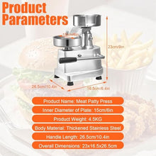 VYUJHNBG 4/5/6-Inch Stainless Steel Burger Press - Commercial Patty Maker for Perfectly Formed Hamburgers - Heavy-Duty Hamburger Smasher for Grill & BBQ
