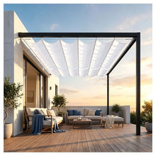 Slide Wire Wave Shade Sail,Off White Wave Sun Shade Sail,Retractable Sun Protection Wave Canopy Cover,Outdoor Hang Down U Shape Porch Wave Awning，for Backyard Lawn(W1.1*L14m/W3.60*L45.93ft)