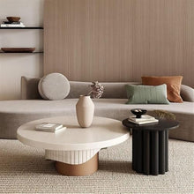 DINBOZ26X Living Room Table Creative Solid Wood Round Coffee Table Modern Minimalist Tea Table, Lightweight Luxury Design for Living Room Outdoor Side Table(Black)