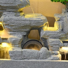 6.6ft Gray Elegant Zen Rockery Fountain with LED Lights - Durable Cement Concrete Waterfall Fountain for Indoor & Outdoor Spaces Housewarming Gift,Garden,Patio,Office,Home Decoration (5002)(5001)