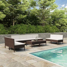 MNISDFL 10 Piece Patio Lounge Set with Cushions PE Rattan Brown