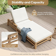 Merax Patio Chaise Lounge Chair Set of 4, Adjustable Lounge Chair Outdoor with 5 Positions, Acacia Wood Patio Lounge Chair with Thick Cushions for Pool Deck Balcony Garden, All-Weather, Light Teak