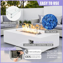 52" Rectangle GFRC Propane Fire Pit Table, 65,000 BTU, CSA Certified