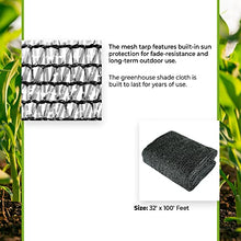 Grow1 Greenhouse 50% Shade Cloth Net, Garden Fence Covering Tarp, Chicken Coop, Tomato Plants, 32' x 100' Feet, Black