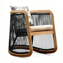 Apk i bc Balcony Rattan Study Rocking Chair, Strong Load Capacity, Suitable for Indoor Garden Use, Includes 1 Cushion and 1 Pillow(Blue,65 * 78 * 88CM)