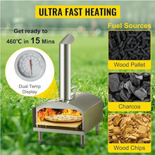 Stainless Steel Outdoor Pizza Oven Incl,Pizza Slicer & Pizza Stone,Premium Wood-Fired Oven for The Garden, Can Be Used with Pellets, Charcoal & Briquettes