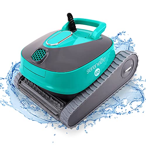 SereneLife Robotic Pool Cleaner, 3 Motor Automatic Pool Vacuum with Dual Brushes, Wall-Climbing Robot, Extensive 50ft Cleaning Range for Indoor and Outdoor Pools