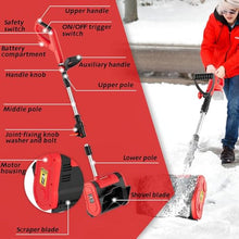 16-Inch Cordless Snow Shovel, Battery Powered Snow Blower,4.0 Ah Battery Pack, and Quick Charger Included，for Driveway, Patios, Sidewalks,Red-2Battery