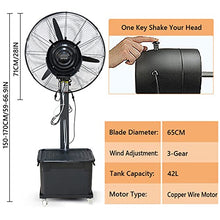 CUTPOIY Outdoor Misting Fan, Adjustable Height Pedestal Fan with 3 Wind Modes for Patio Backyard Cooling, Fan Blade 650mm