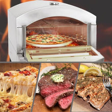Outdoor Pizza Oven Electric Pizza Ovens with 12in Pizza Stone Stainless Less Pizza Maker Cooking Pizza Steak Chicken for Outdoor Garden Party