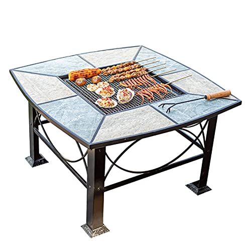 Fire Pits Outdoor Large Square Outdoor Fire Pit, Garden Party BBQ Cooking Fire Pit Barbecue Stove Stool Kit, New Home Gift