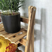 Household Simple Plant Trellis Folding Wooden Flower Rack Multi-level Indoor Balcony Ladder Flower Pot Stand Floor-standing Plant Storage Shelf Modern Rustic Ladder Frame For Garden Living Room