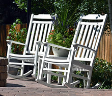 World's Finest Rocker Outdoor Rocking Chair Set of 2 with Side Table - White