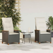 HGFDVCMR Set of 2 Reclining Outdoor Garden Chairs, Black Rattan Armchairs