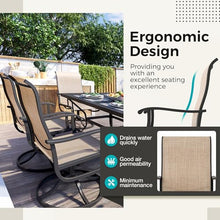 Pamapic 7-Piece Patio Dining Furniture Set with Swivel Chairs, Outdoor Table & 6 Textilene Chairs for Garden, Backyard, Pool, Deck, Beige